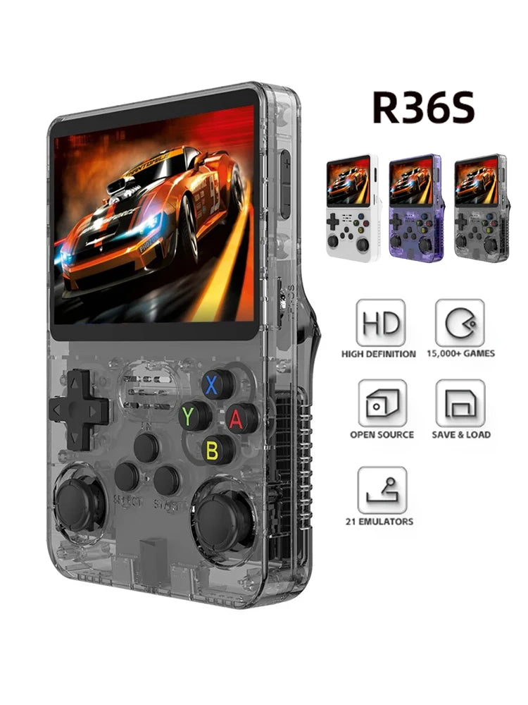 R36S Retro Handheld Spielkonsole – 3,5" IPS, Linux, 128GB/64GB, Tragbarer Video- & Spieleplayer mit 10.000+ Games