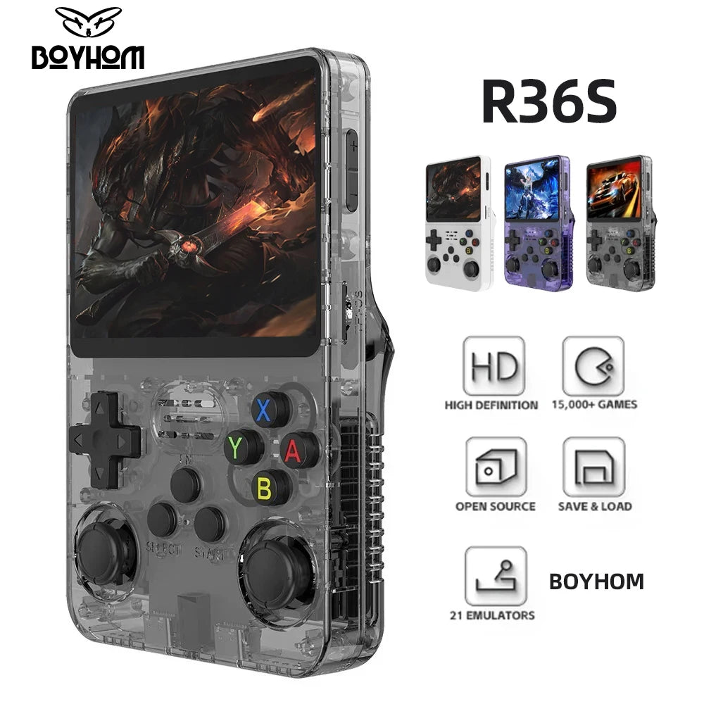 R36S Retro Handheld Spielkonsole – 3,5" IPS, Linux, 128GB/64GB, Tragbarer Video- & Spieleplayer mit 10.000+ Games
