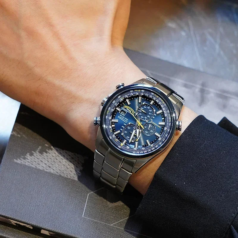 CITIZEN Blue Angel Generation Men's Fashion Business Watch Radio Night Glow Energy Multi Functional Luxury Quartz Wristwatches