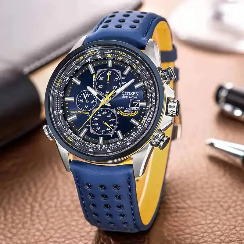 CITIZEN Blue Angel Generation Men's Fashion Business Watch Radio Night Glow Energy Multi Functional Luxury Quartz Wristwatches