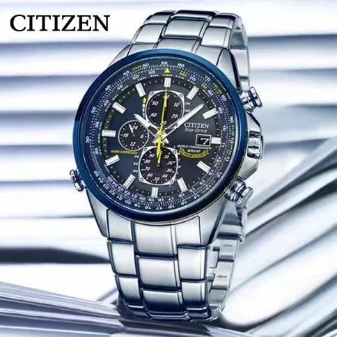 CITIZEN Blue Angel Generation Men's Fashion Business Watch Radio Night Glow Energy Multi Functional Luxury Quartz Wristwatches