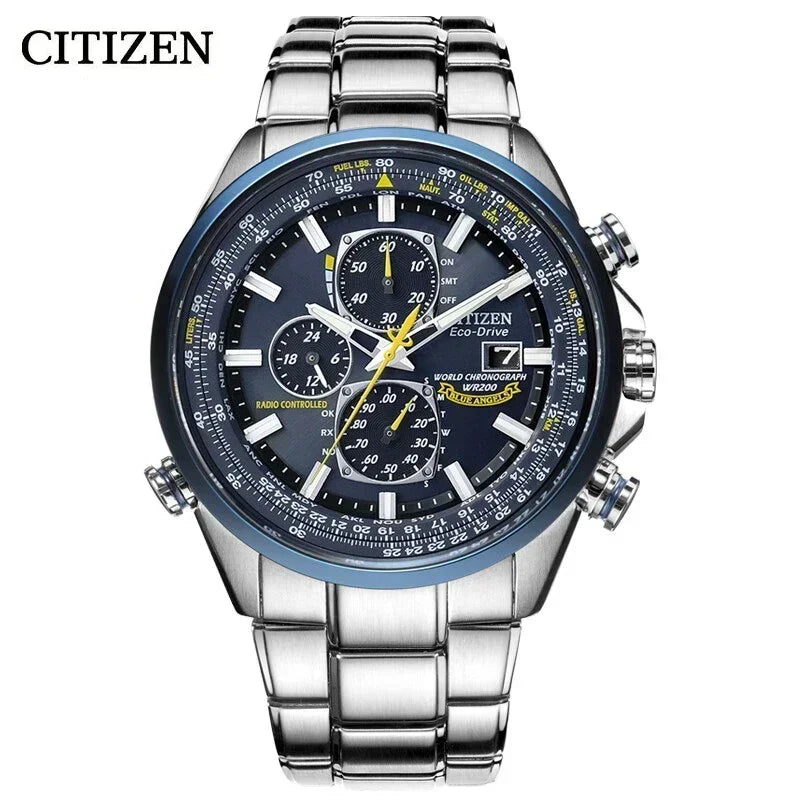 CITIZEN Blue Angel Generation Men's Fashion Business Watch Radio Night Glow Energy Multi Functional Luxury Quartz Wristwatches