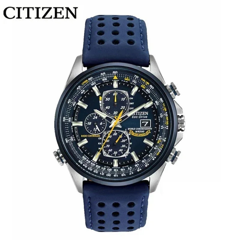 CITIZEN Blue Angel Generation Men's Fashion Business Watch Radio Night Glow Energy Multi Functional Luxury Quartz Wristwatches