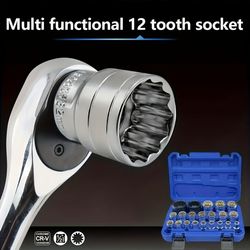 21-tlg. Profi-Steckschlüssel-Set – langlebig, rutschfest, für Auto- & Maschinenreparatur