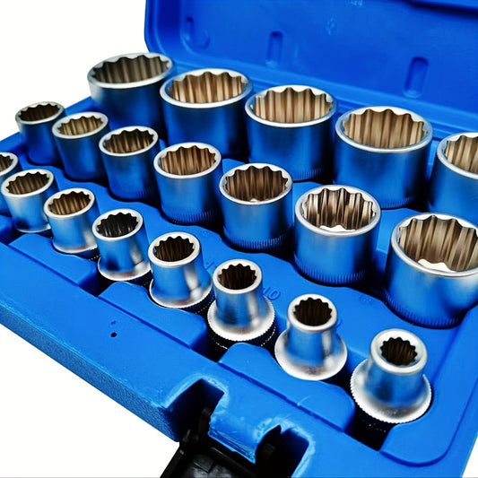 21-tlg. Profi-Steckschlüssel-Set – langlebig, rutschfest, für Auto- & Maschinenreparatur